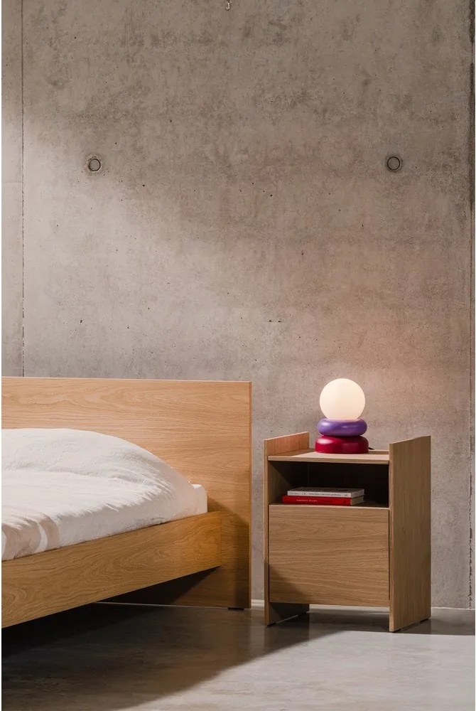 Piros-lila tömörfa asztali lámpa üveg búrával (magasság 24 cm) Otem – noo.ma