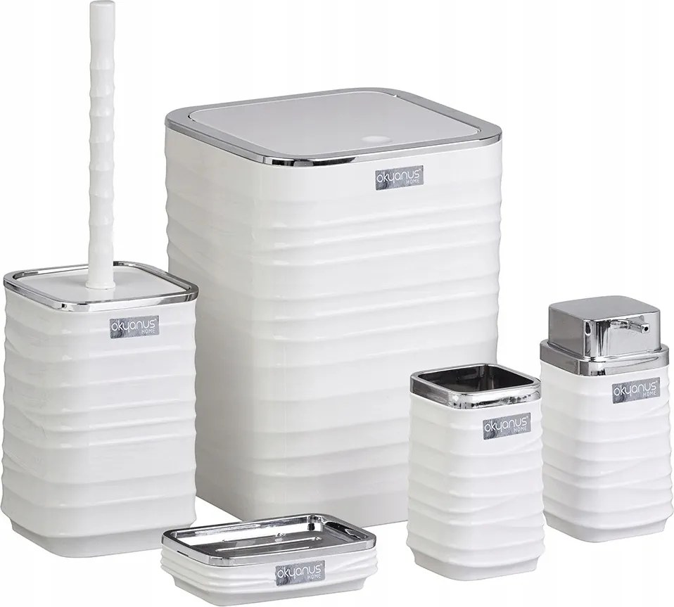 Okyanus Fürdőszoba Szett 5 Részes Fehér Opa