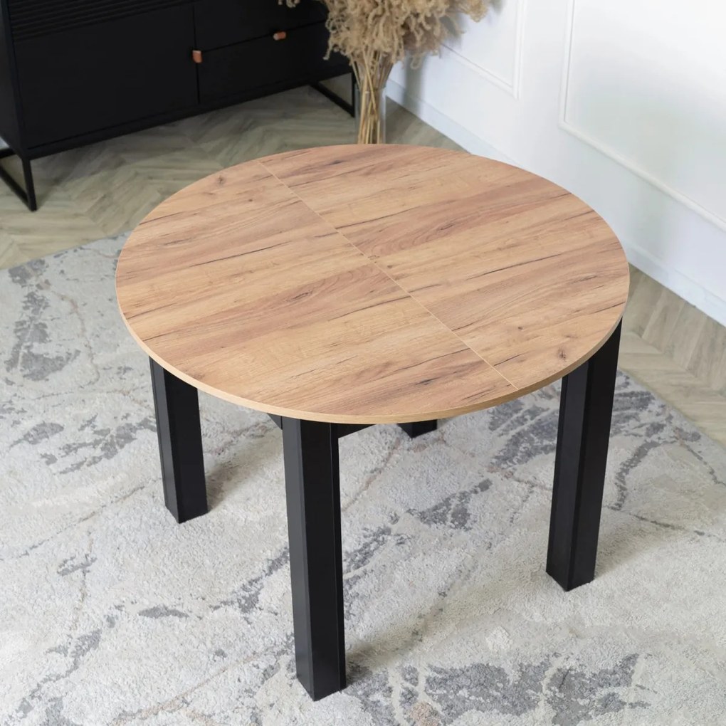 Étkezőszett HARRY asztal 102–142 cm craft tölgy/fekete + 4 RICK szék rozsda