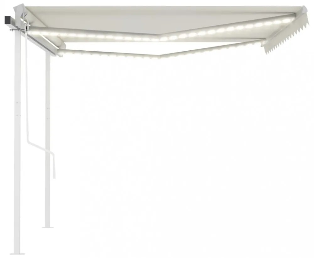 krémszínű automata szélérzékelős és LED-es napellenző 4 x 3,5 m