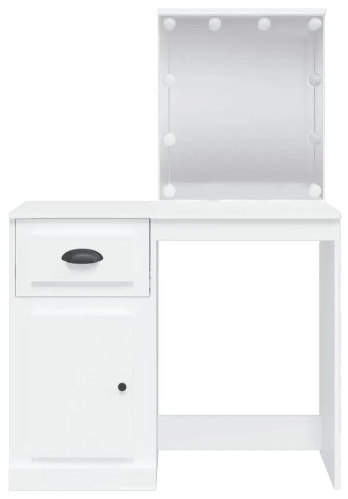 fehér fésülködőasztal LED-lámpákkal 90x42x132,5 cm