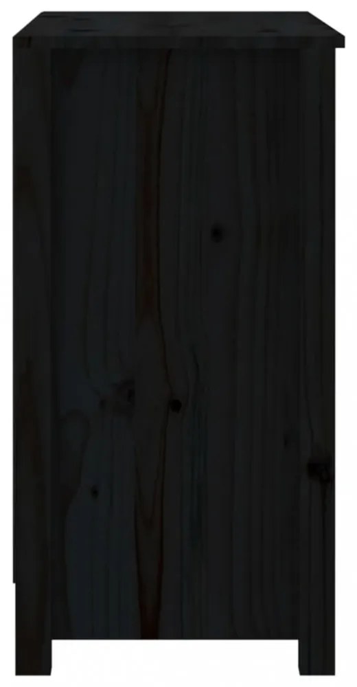 fekete tömör fenyőfa könyvszekrény 80x35x68 cm