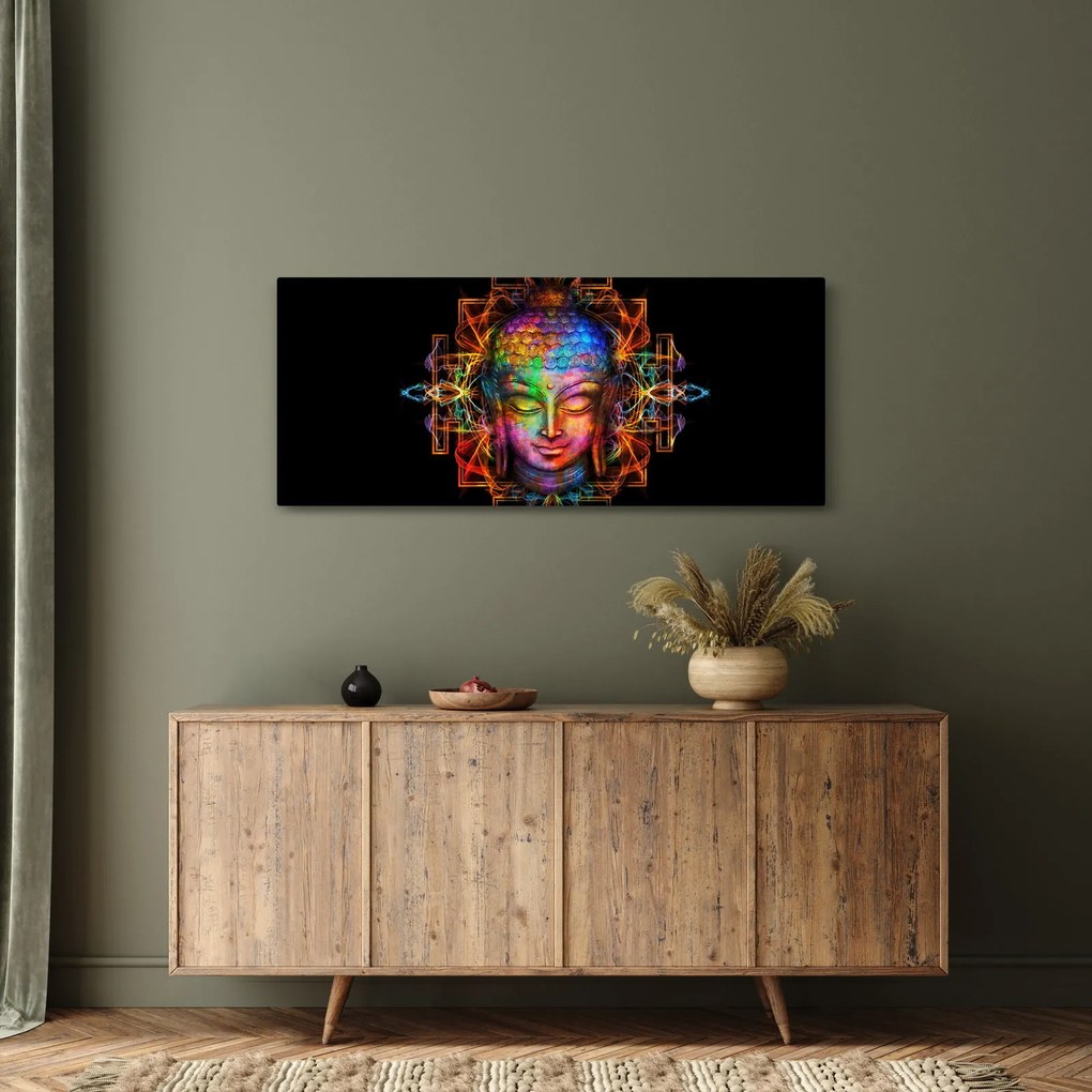 Kép - Buddha mellszobra neon színekben (120x50 cm)