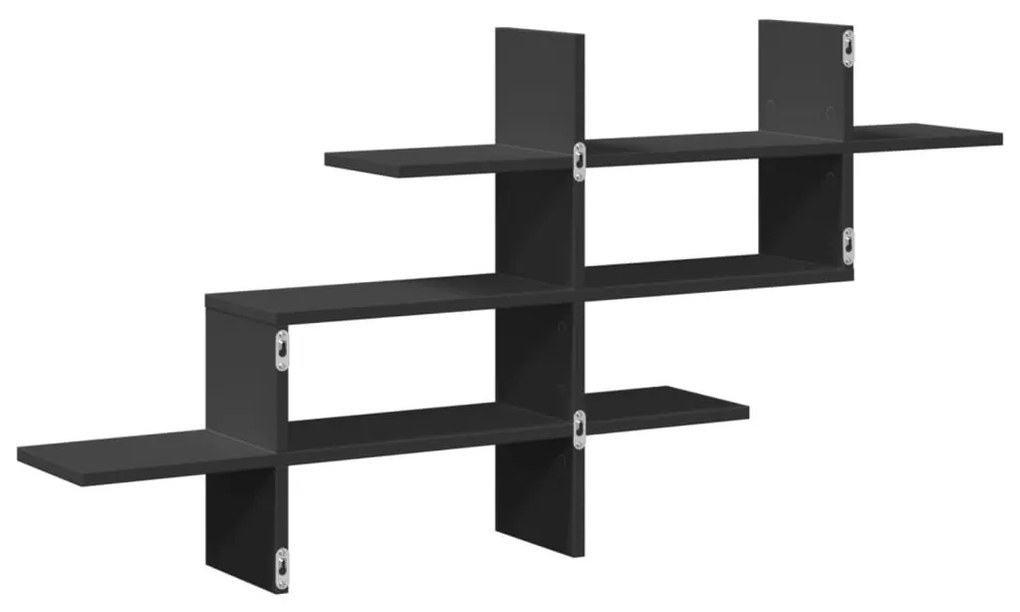 fekete szerelt fa fali polc 124,5 x 18 x 60,5 cm