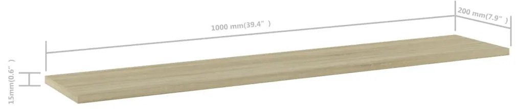 4 db sonoma-tölgy színű forgácslap könyvespolc 100x20x1,5 cm