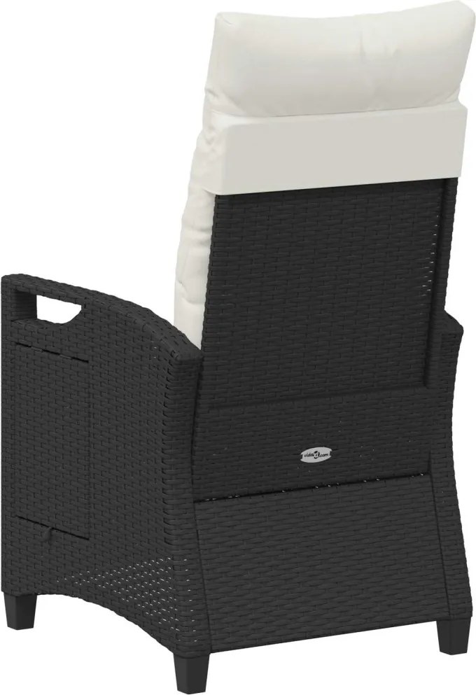 Fekvő Kerti Szék Fekete és Krém 56 x 60 x 112 cm polirattan