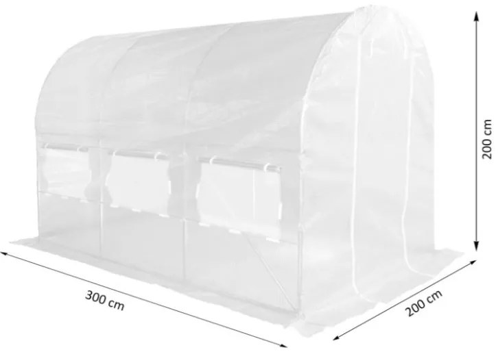 Kerti fóliasátor FEHÉR 2x3m UV-szűrővel PREMIUM