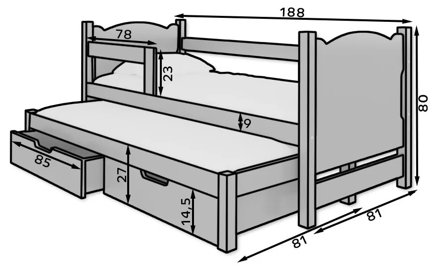 Széthúzható gyerekágy 180x75 cm. Akció -21%. 1052094