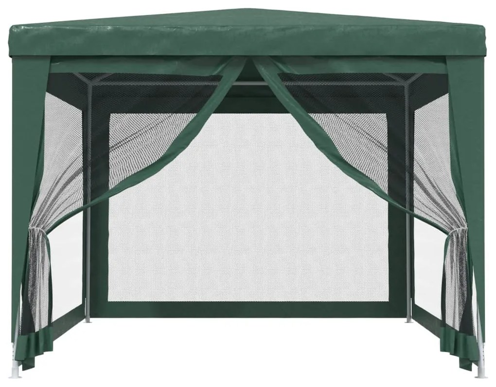 zöld HDPE rendezvénysátor 4 hálós oldalfallal 3x4 m