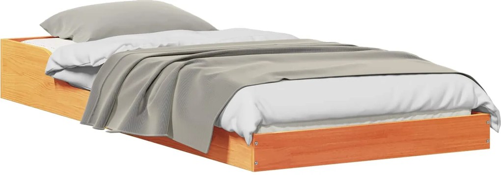 vidaXL Ágykeret Faggyú barna 100 x 200 cm Tömör fenyőfa