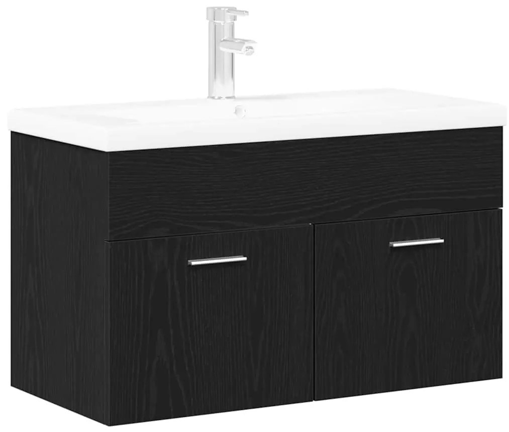 Mosdókagyló szekrény Fekete tölgy 90 x 38.5 x 46 cm Faanyag