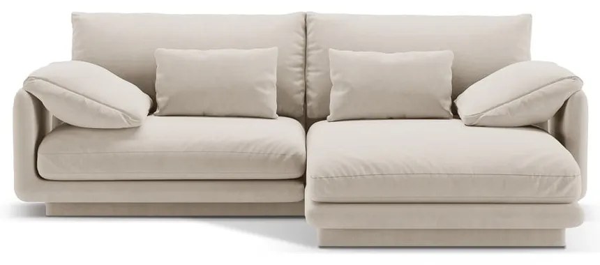 Fehér bársony sarokkanapé (jobb oldali-heverő résszel) Torino – Micadoni