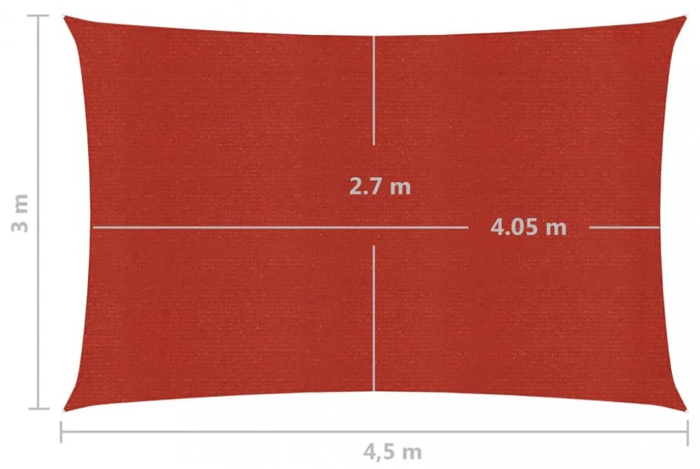 piros HDPE napvitorla 160 g/m² 3 x 4,5 m