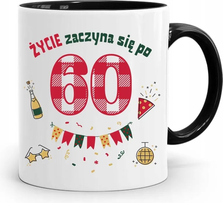 Születésnapra 60 60-es 60-as Bögre Fekete Ajándék fényképes nyomattal