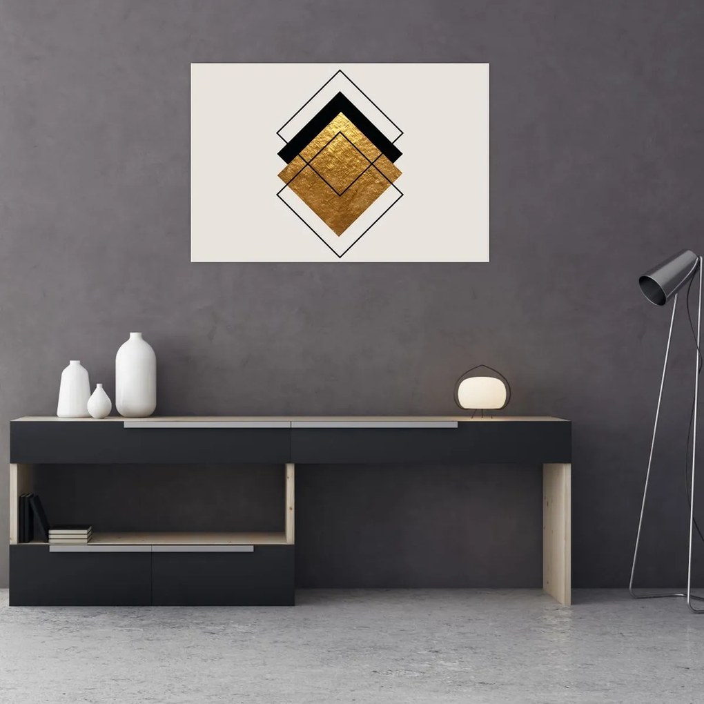 Kép - Absztrakció arany és fehér N⁰1 (90x60 cm)