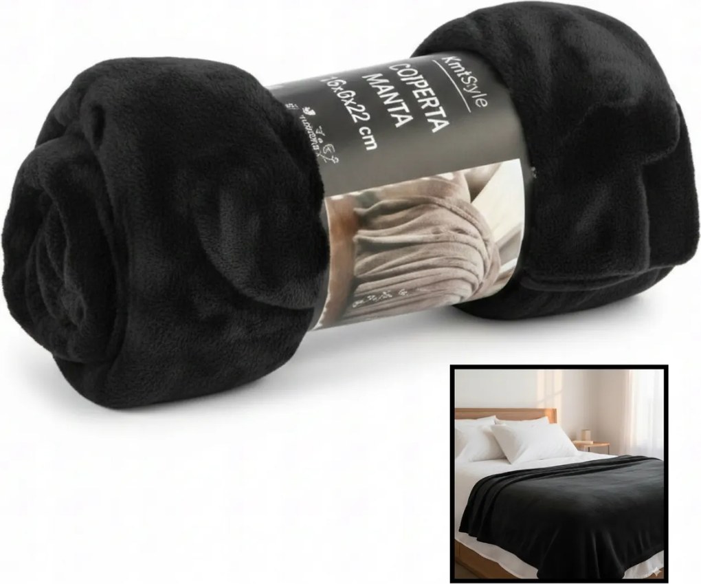 Flanel Takaró fekete 130x160cm Meleg Puha