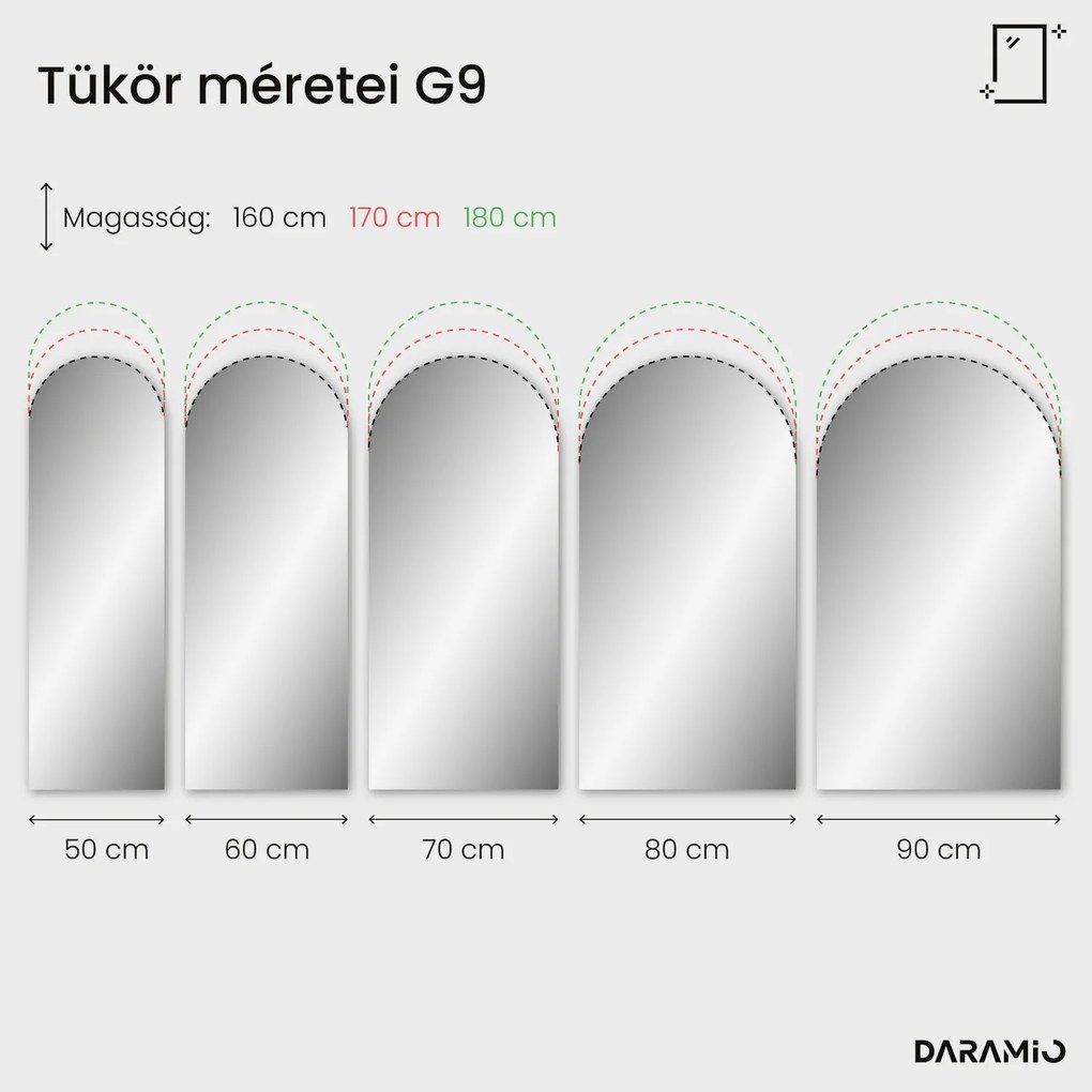 Félkör alakú tükör LED-világítással G9