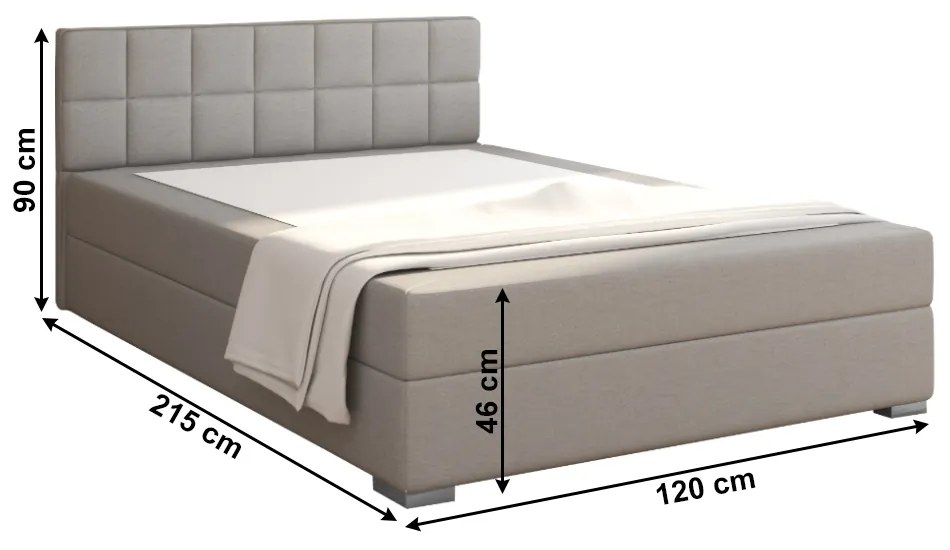 Boxspring típusú ágy 120x200, szürkésbarna taupe, FERATA TV KOMFORT