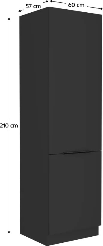 Szekrény beépíthető hűtőhöz, fekete, SIBER 60 LO-210 2F