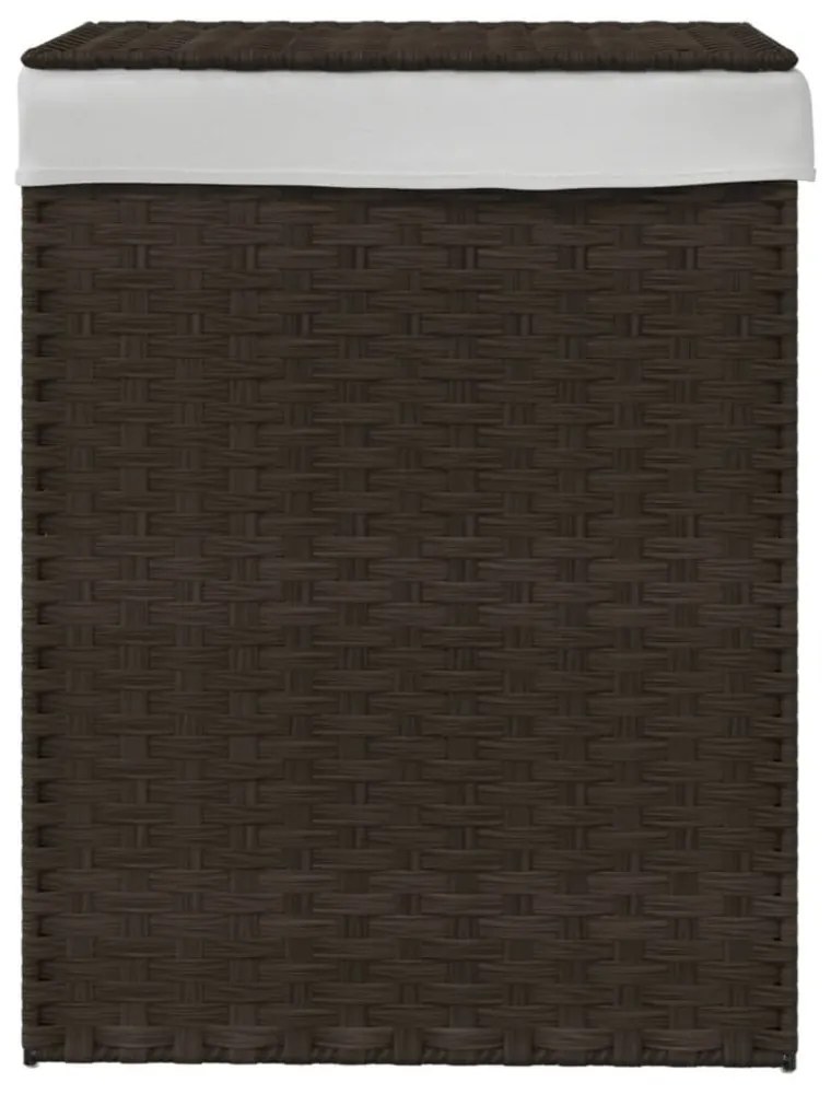 sötétbarna polyrattan szennyeskosár fedéllel 46x33x60 cm