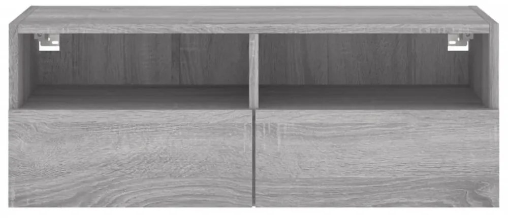 szürke sonoma színű szerelt fa fali TV-szekrény 80 x 30 x 30 cm
