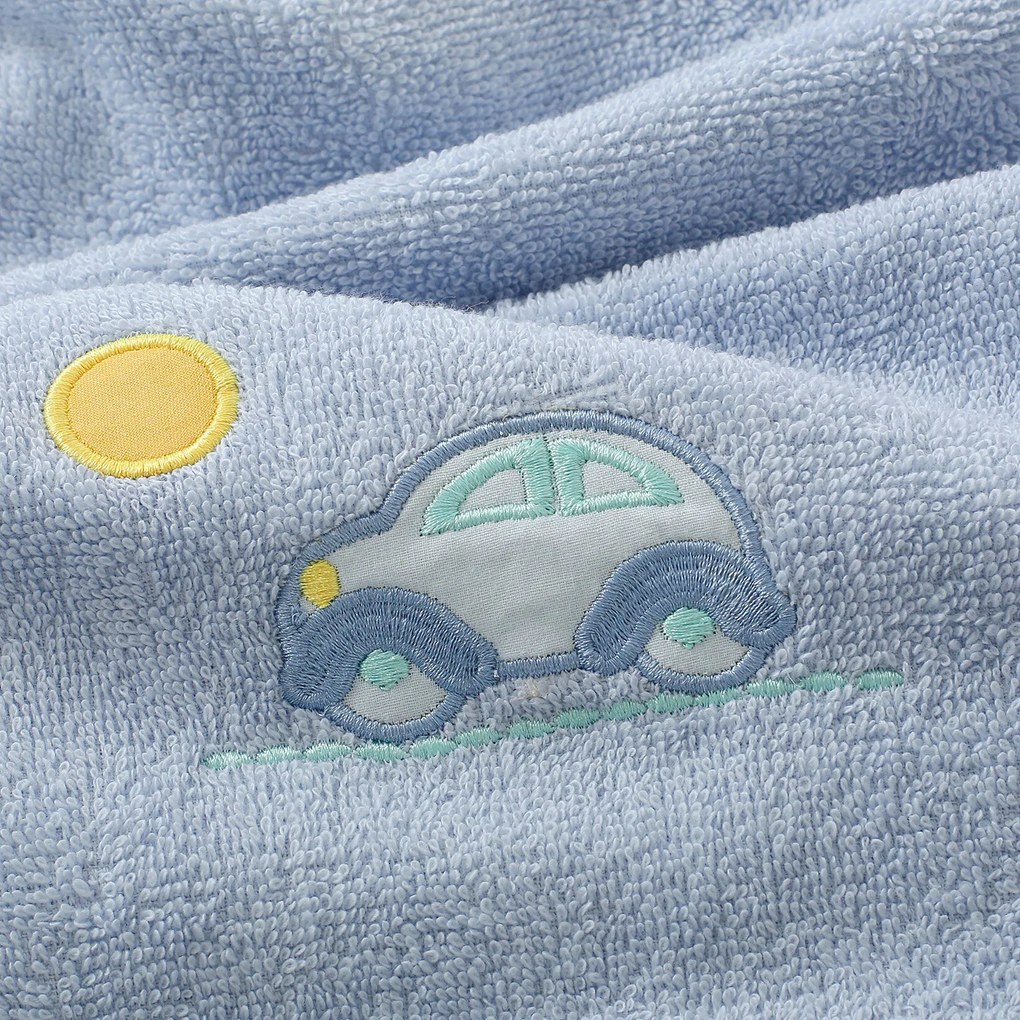 Goldea gyermek frottír törölköző - kék autócska 30 x 50 cm