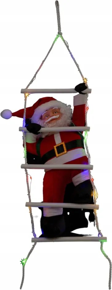Mikulás figura létrán, világító függő dekoráció Karácsonyi Mikulás