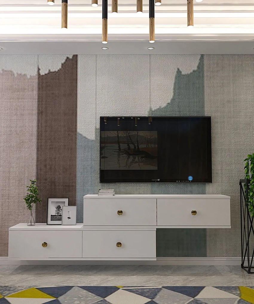 Zuzu TV-állvány, fehér, 120 cm