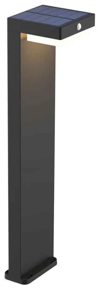 MALI LED/4,5W/3,7V 2000 mAh IP44 fekete napelemes lámpa érzékelővel