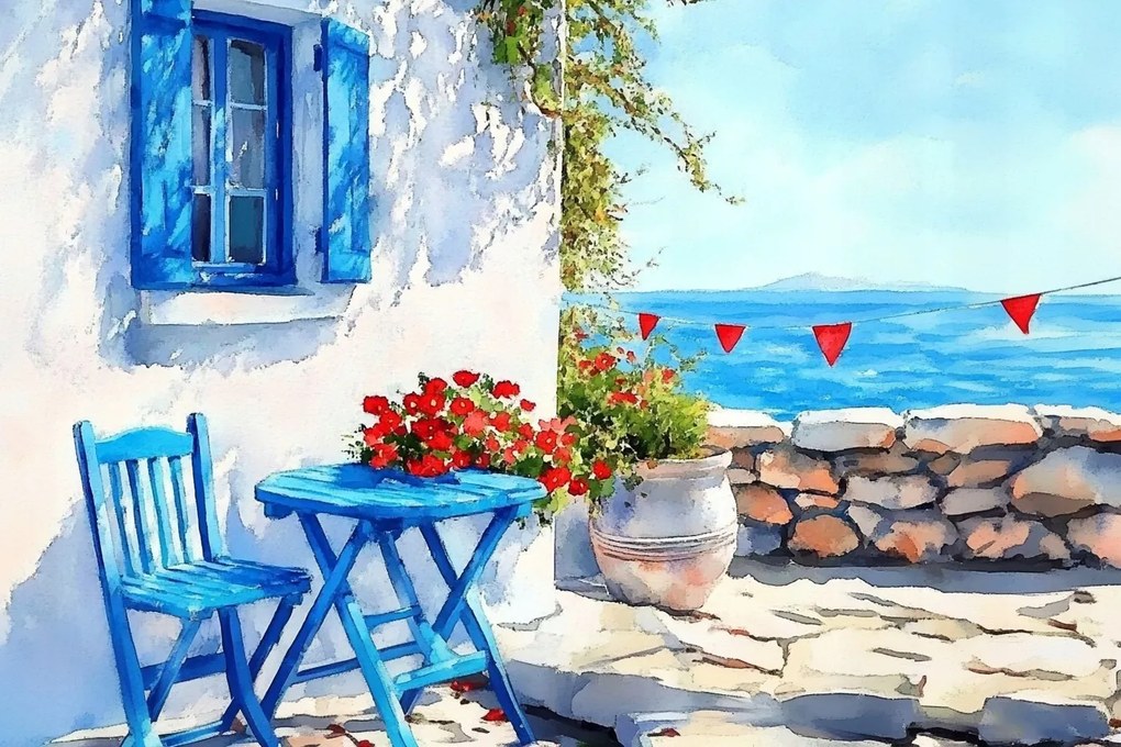 Vászonkép Canvas Tájkép Görögország Tenger Kilátás Tengerpart Pihenés 60x40