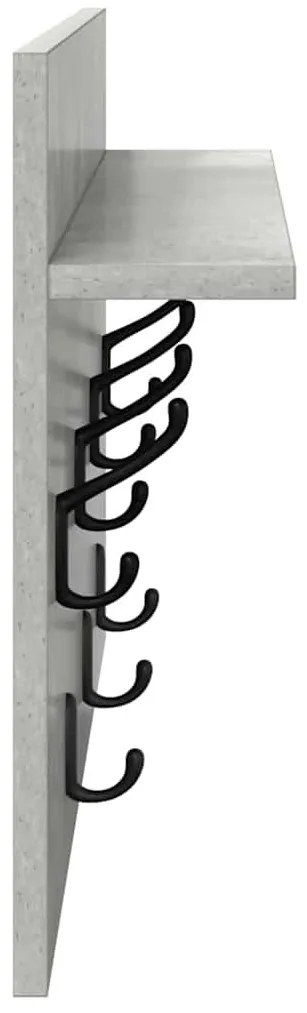 Fali Kabáthorog polcokkal Beton szürke 60 x 40 x 12 cm Faanyag