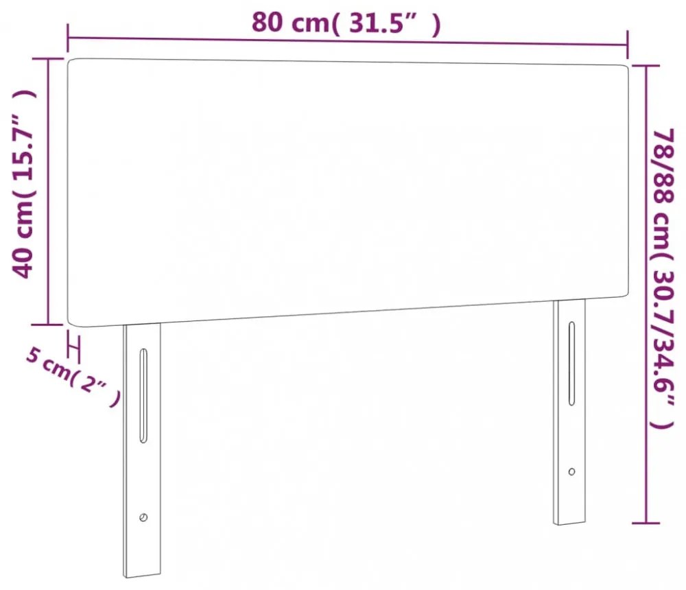sötétbarna szövet LED-es fejtámla 80 x 5 x 78/88 cm