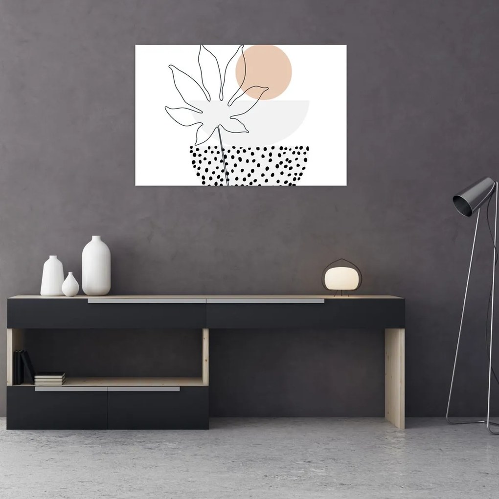 Kép - Vonal művészet virágok N⁰3 (90x60 cm)