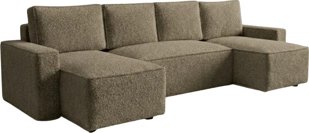 AKCIÓ Kinyitható U alakú ülőgarnitúra SMART BOUCLE 303x143 cm, sötét bézs II. osztály