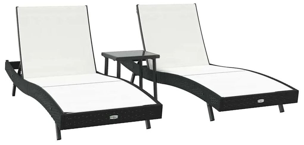 Napágyak 3 pcs Fekete és Fehér 40 x 40 x 40.5 cm polirattan