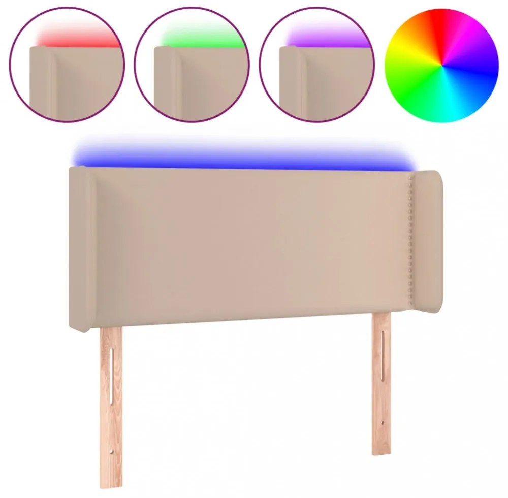 cappuccino színű műbőr LED-es fejtámla 103x16x78/88 cm