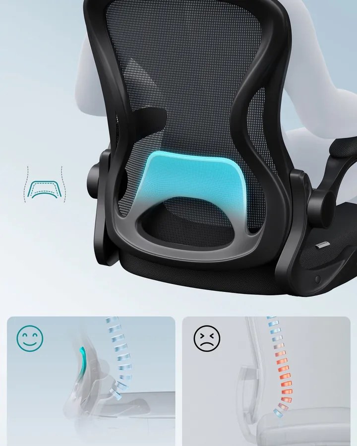 SONGMICS ergonomikus irodai szék, forgatható hálós íróasztali szék, fekete