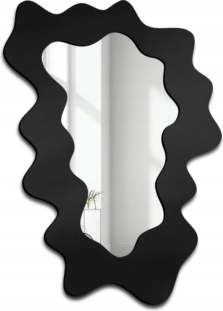Blobs Misty 60x84 hullámos fekete keretes tükör nappaliba