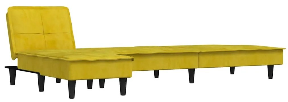 sárga L-alakú bársony kanapéágy 255x140x70 cm