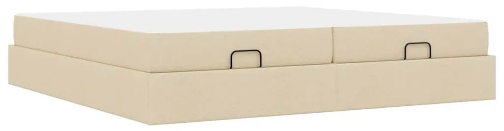 Ágykeret tárolóval Krém 200 x 200 cm szövet