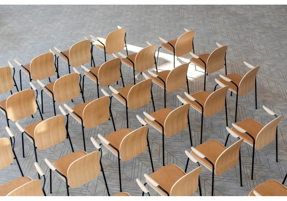 Natúr színű karfás-rakásolható étkezőszék szett 2 db-os tölgyfa dekorral Book – Gazzda