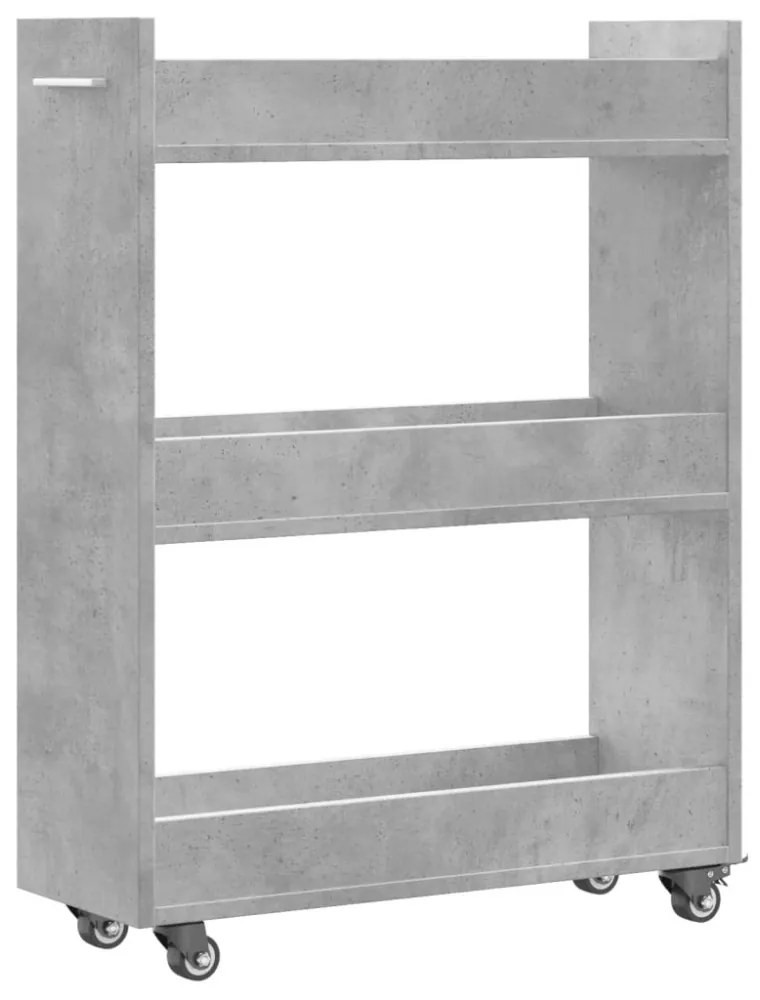 betonszürke szerelt fa szekrény kerekekkel 60 x 22 x 79 cm