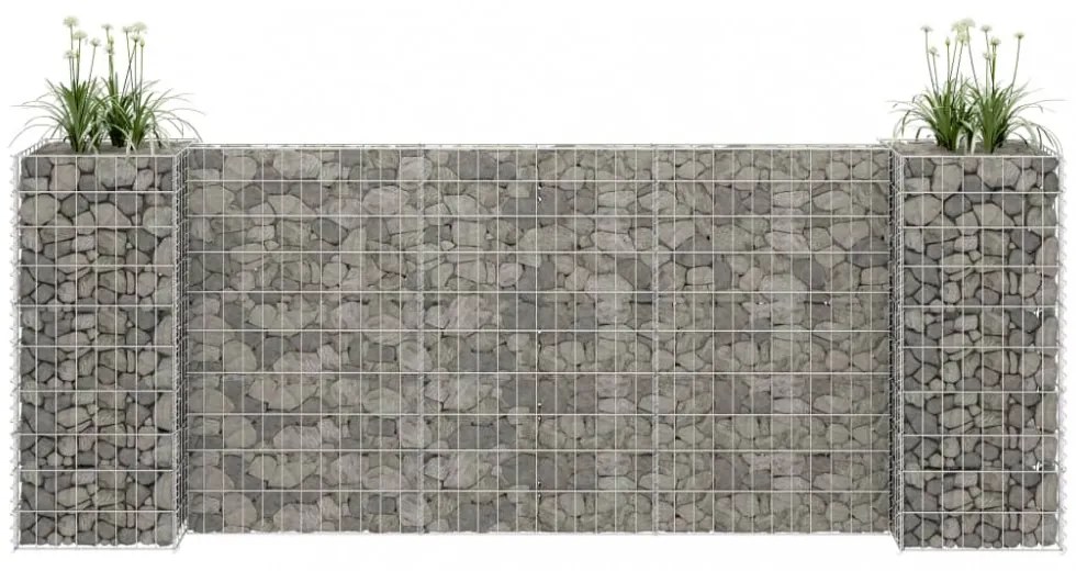 H alakú acéldrót virágtartó gabion 260 x 40 x 100 cm