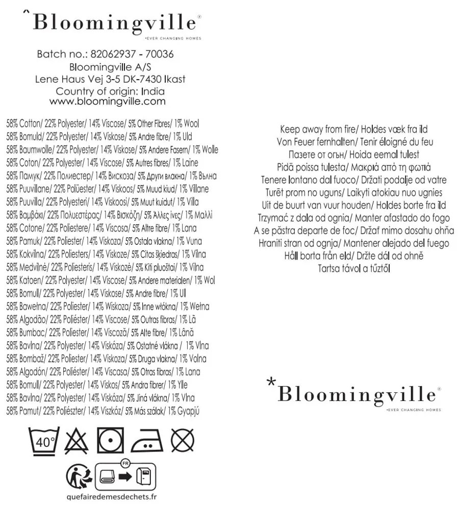 Kék-bézs újrahasznosított pamut takaró 130x160 cm Ethan – Bloomingville