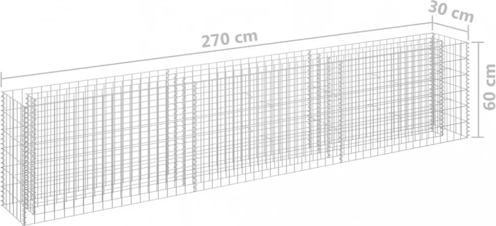 horganyzott acél gabion magaságyás 270 x 30 x 60 cm
