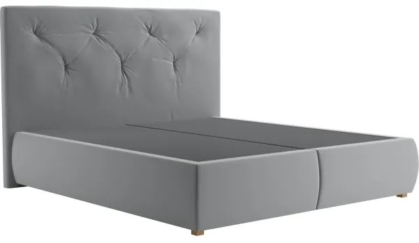 Boxspring ágy ELEN 160x200 cm szürke matraccal és topperrel