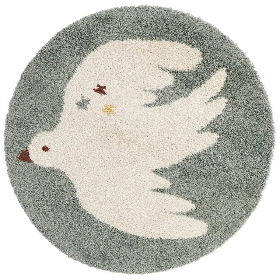 Világoszöld gyerek szőnyeg ø120 cm Bohemian Bird Aqua – Nattiot