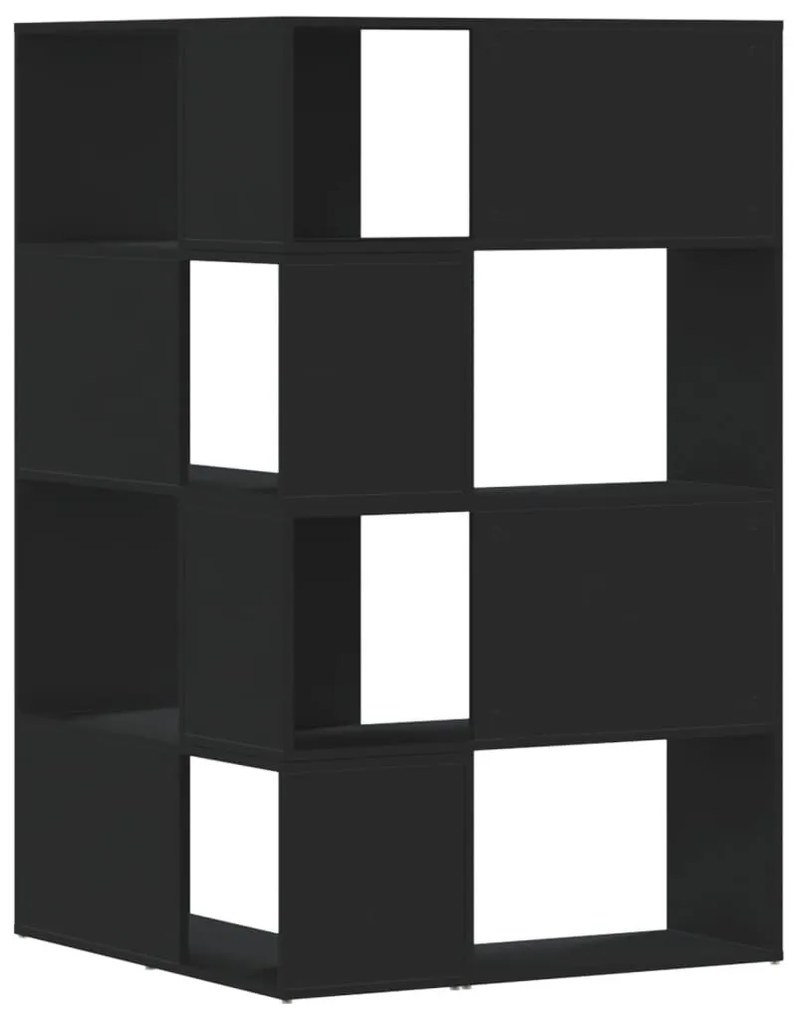 4 szintes fekete szerelt fa sarokkönyvespolc 85 x 85 x 140 cm