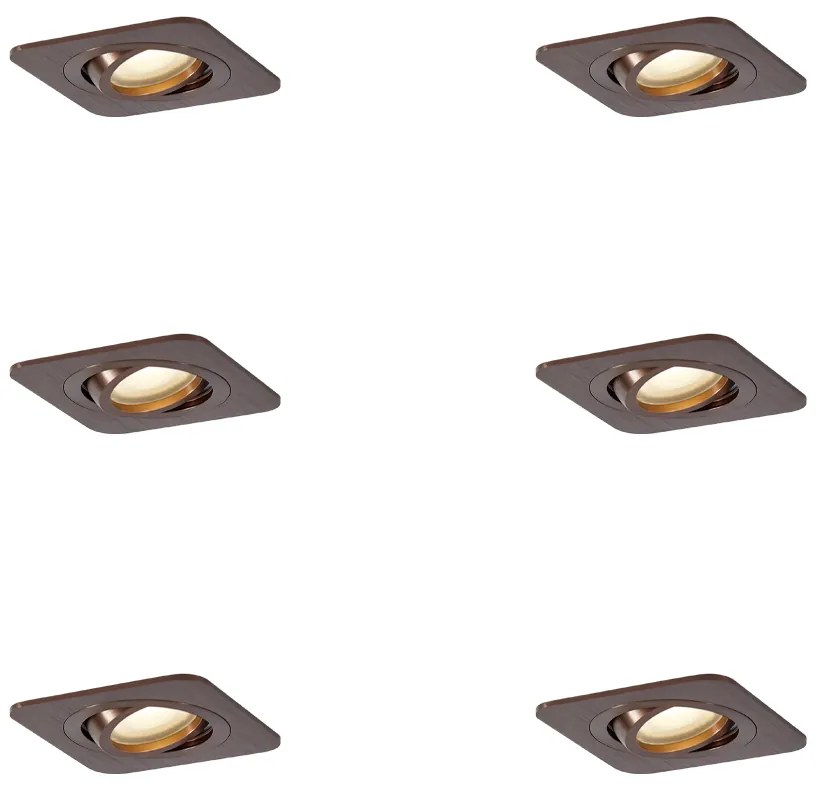 6 darabos, lekerekített, sötét bronz, süllyesztett spotlámpa szett GU10 50mm IP44 - Alberto