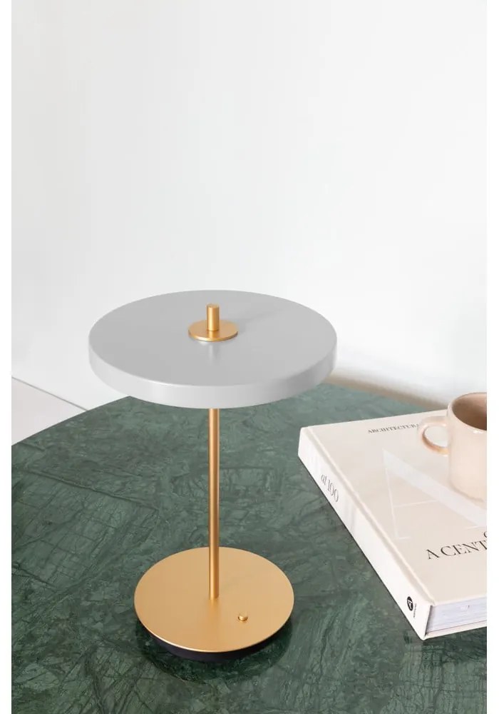 Világosszürke LED dimmelhető asztali lámpa fém búrával (magasság 31 cm) Asteria Move – UMAGE